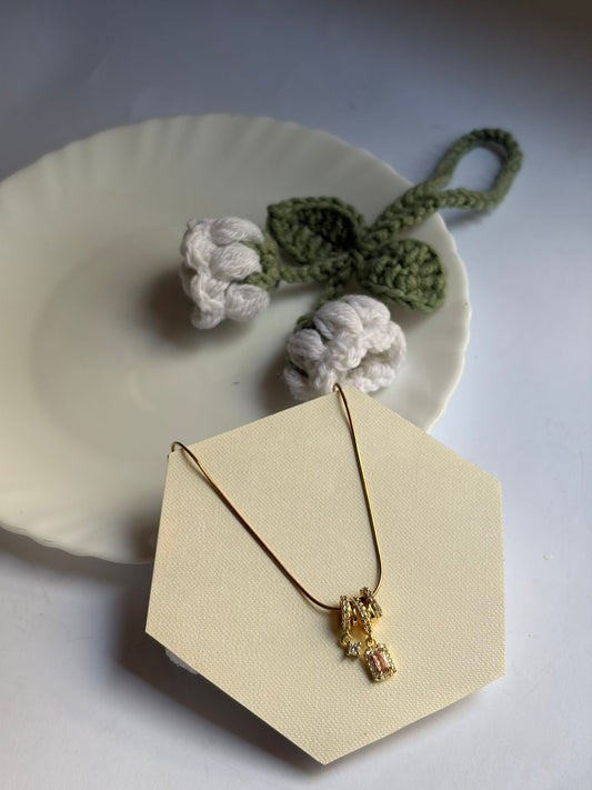 Blush Triple Charm Necklace