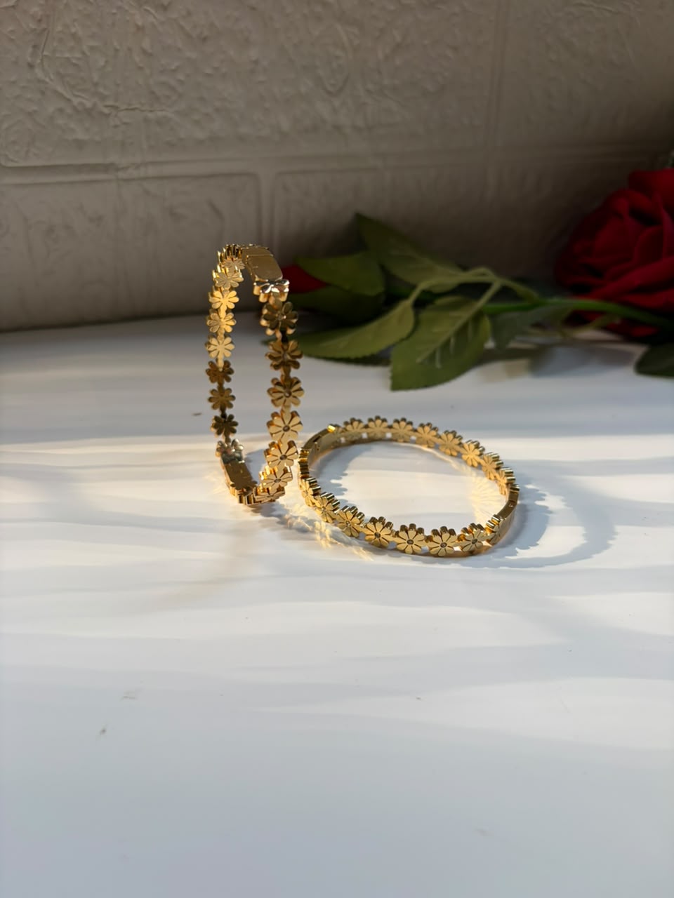 Gold Floral Kada Bangle