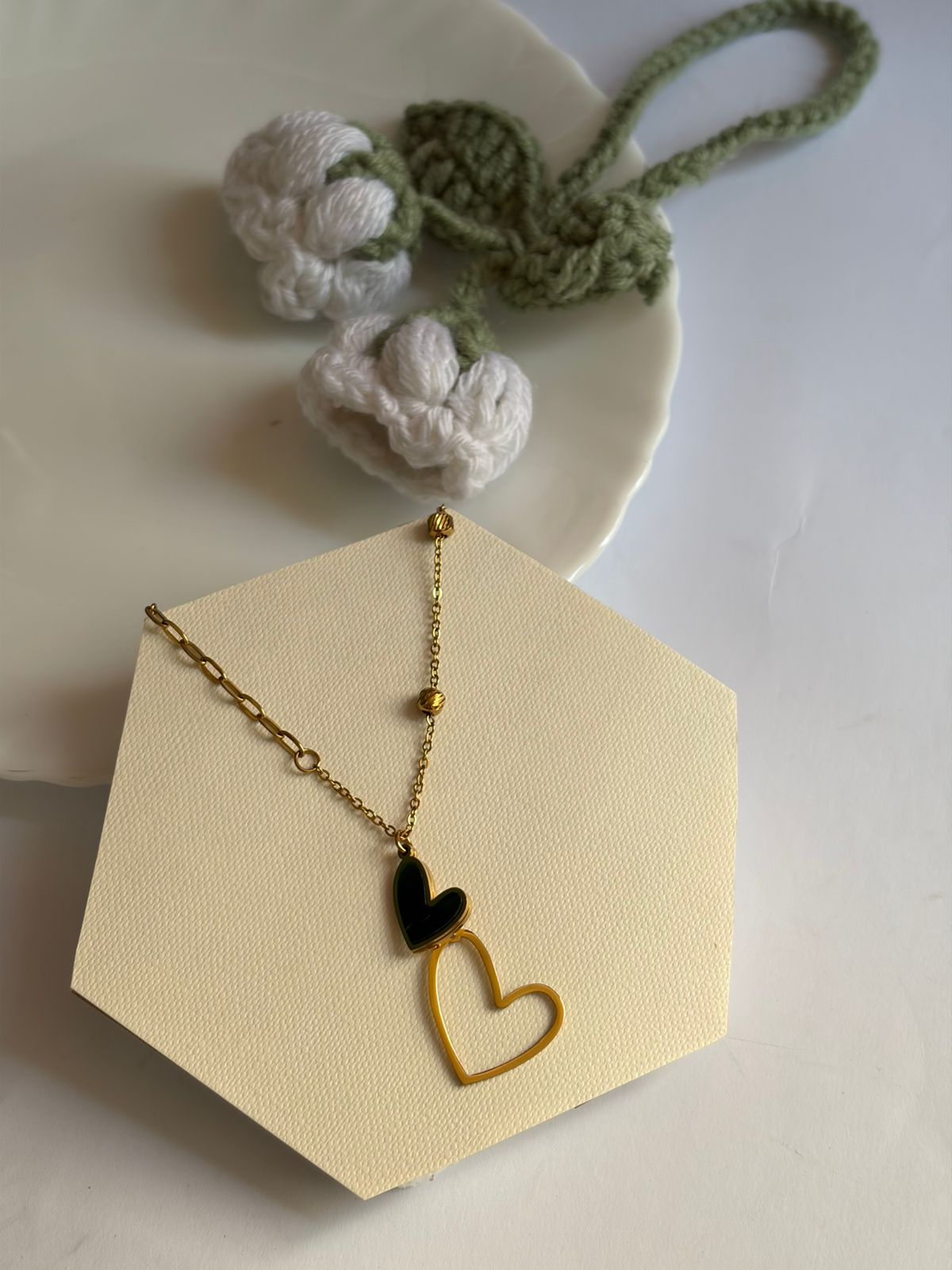 Twin Hearts Emerald Necklace